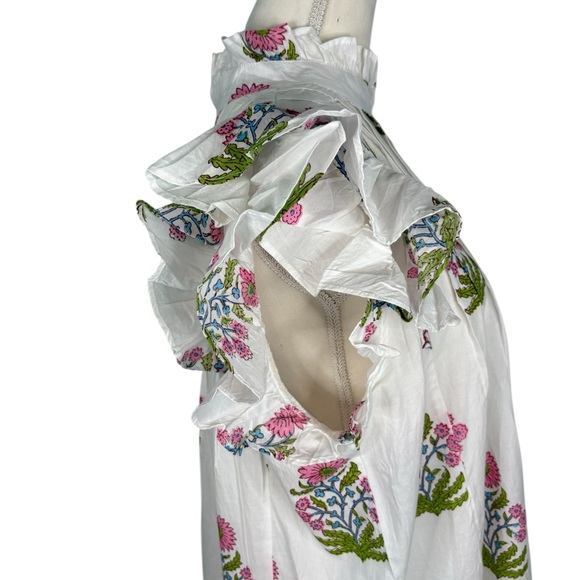 Victoria Dunn White Block Print Ruffle Belted Capri Mini Dress Size XL - Picture 14 of 16